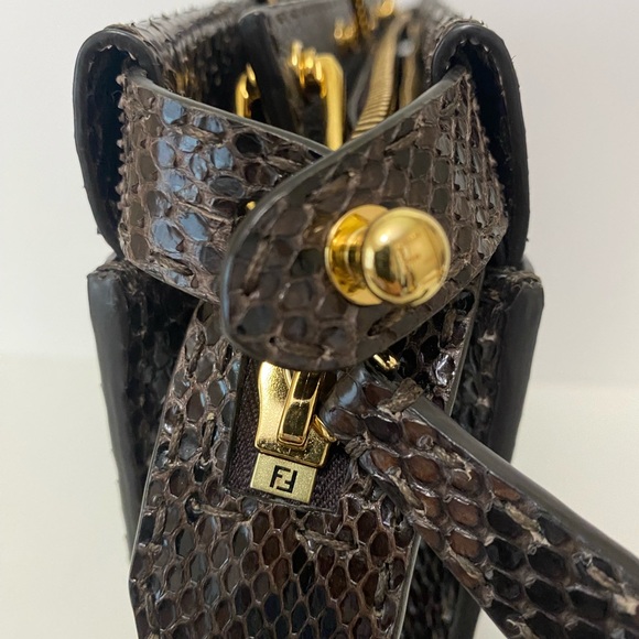 Fendi Peekaboo Fit Dark Brown Python Exotic Leather Bag for Men/Women - Picture 6 of 15